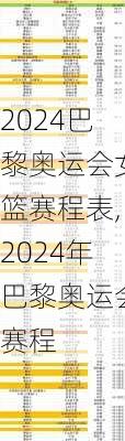 2024巴黎奥运会女篮赛程表,2024年巴黎奥运会赛程