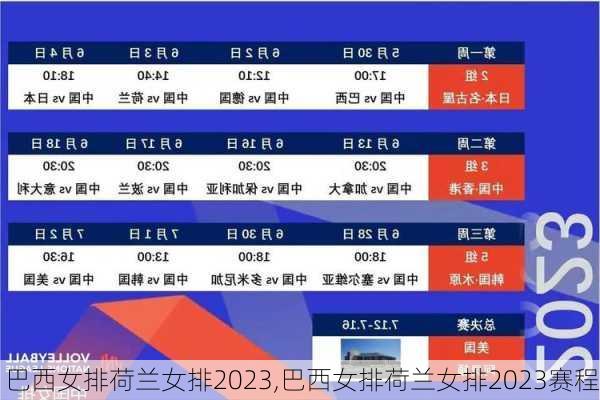 巴西女排荷兰女排2023,巴西女排荷兰女排2023赛程