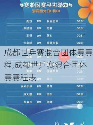 成都世乒赛混合团体赛赛程,成都世乒赛混合团体赛赛程表