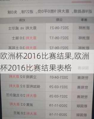 欧洲杯2016比赛结果,欧洲杯2016比赛结果表格