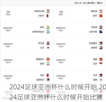 2024足球亚洲杯什么时候开始,2024足球亚洲杯什么时候开始比赛