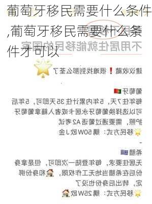 葡萄牙移民需要什么条件,葡萄牙移民需要什么条件才可以