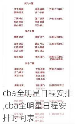 cba全明星日程安排,cba全明星日程安排时间表