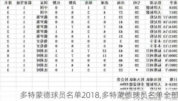 多特蒙德球员名单2018,多特蒙德球员名单全部